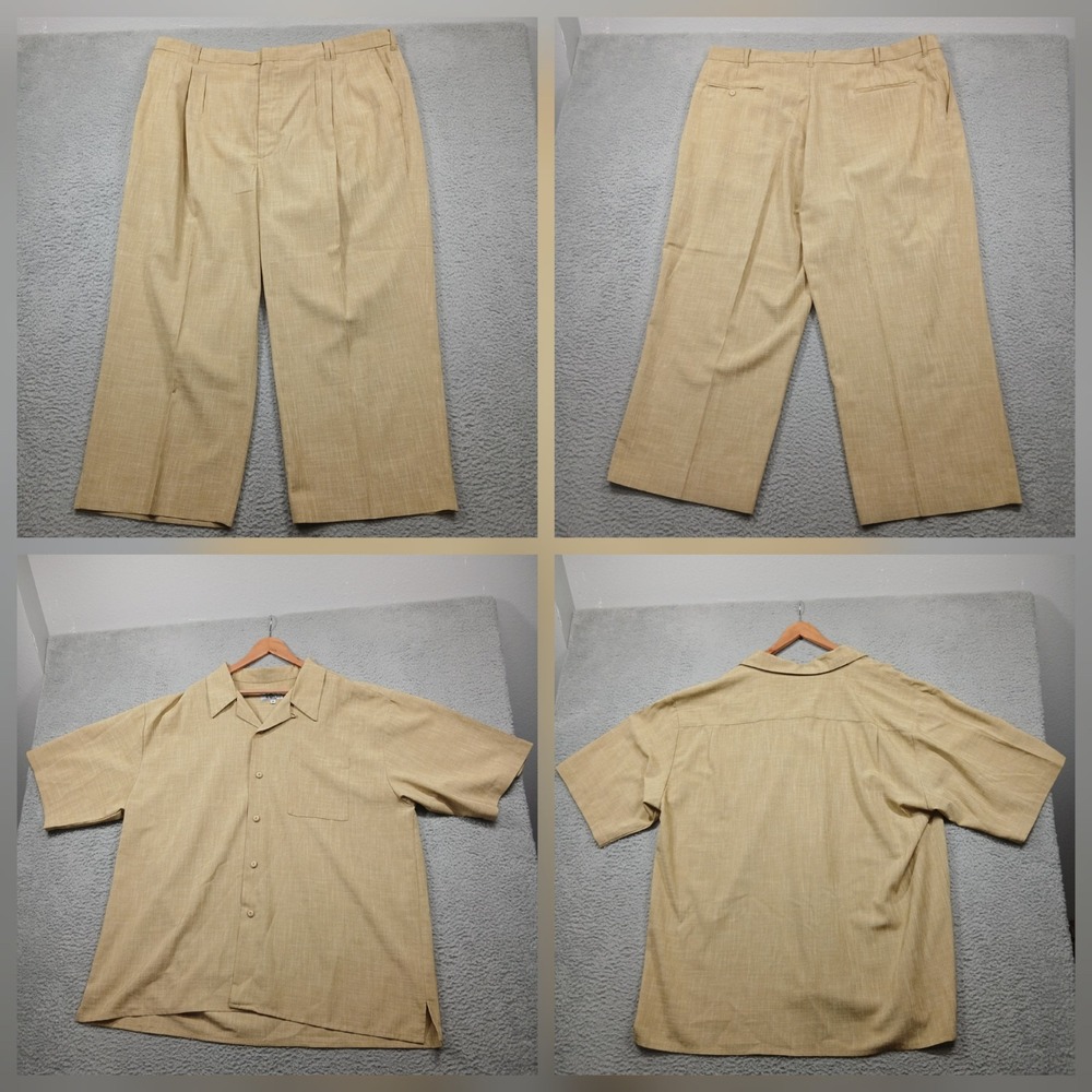 Smokey‎ Joe's Matching Set Men's 3X Tan Linen Blend Pants Shirt